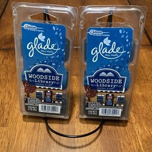 Glade Wax Melts WOODSIDE LIBRARY Leather & Oak Scent (Lot of 2) NEW